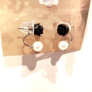 boutique double sided rose and ball drop earrings